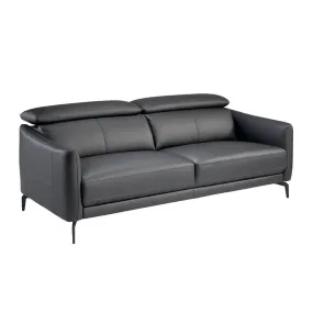 3-seater black cowhide sofa