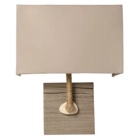 Applique bois vieilli et galet abat jour gris