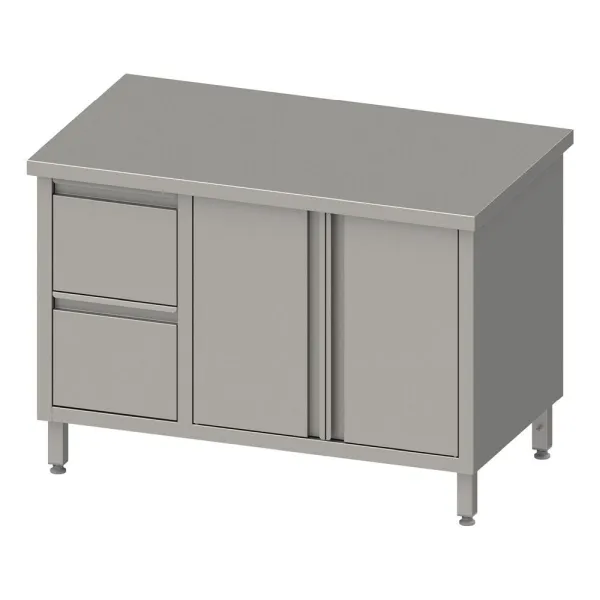 Armoire de travail Stalgast avec portes battantes 2000x700x850mm avec bloc 2 tiroirs à gauche sans dosseret soudé VAS20703L ache
