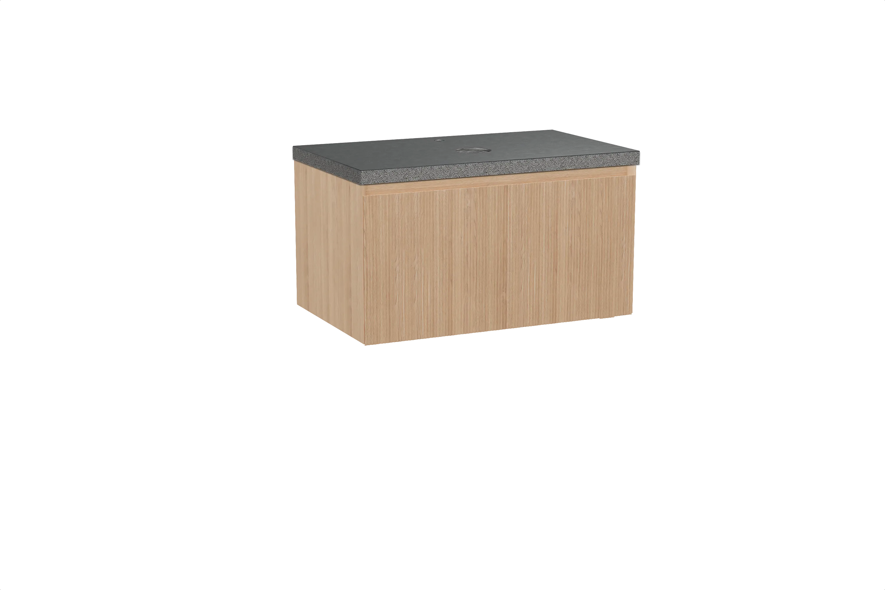 Balmani Fila meuble salle de bains suspendu 90 x 55 cm chêne naturel avec Rock tablette simple en granit noir, Nervure droite sy