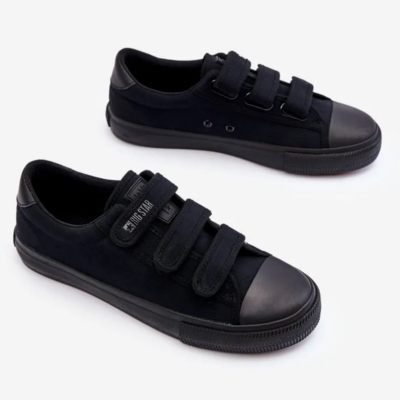 Big Star LL174631 Men's Classic Fabric Sneakers with Velcro in Black