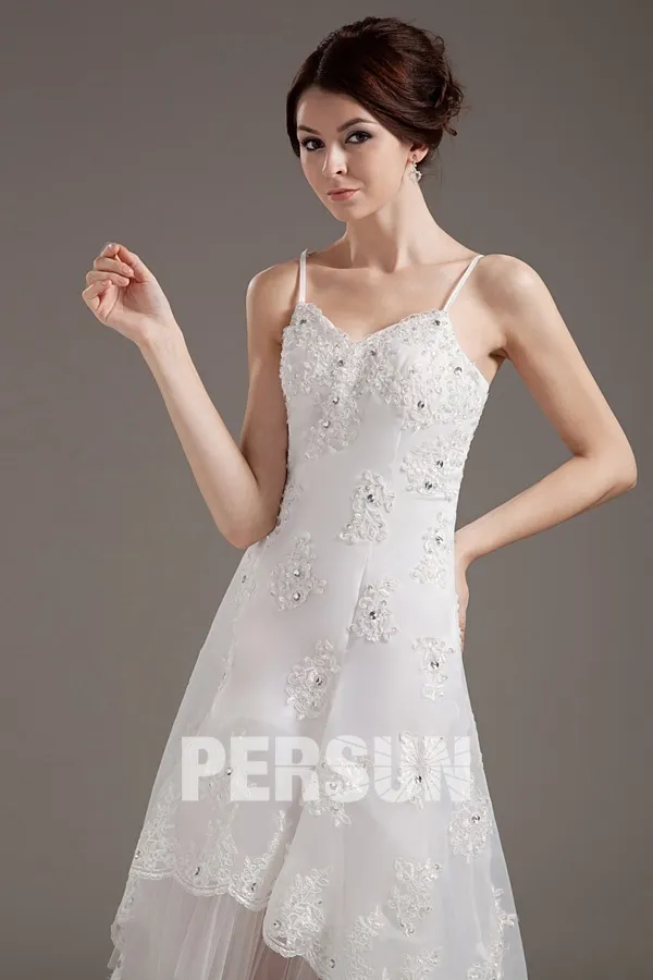 Beach Wedding Dress with Spaghetti Straps and Asymmetrical Hem