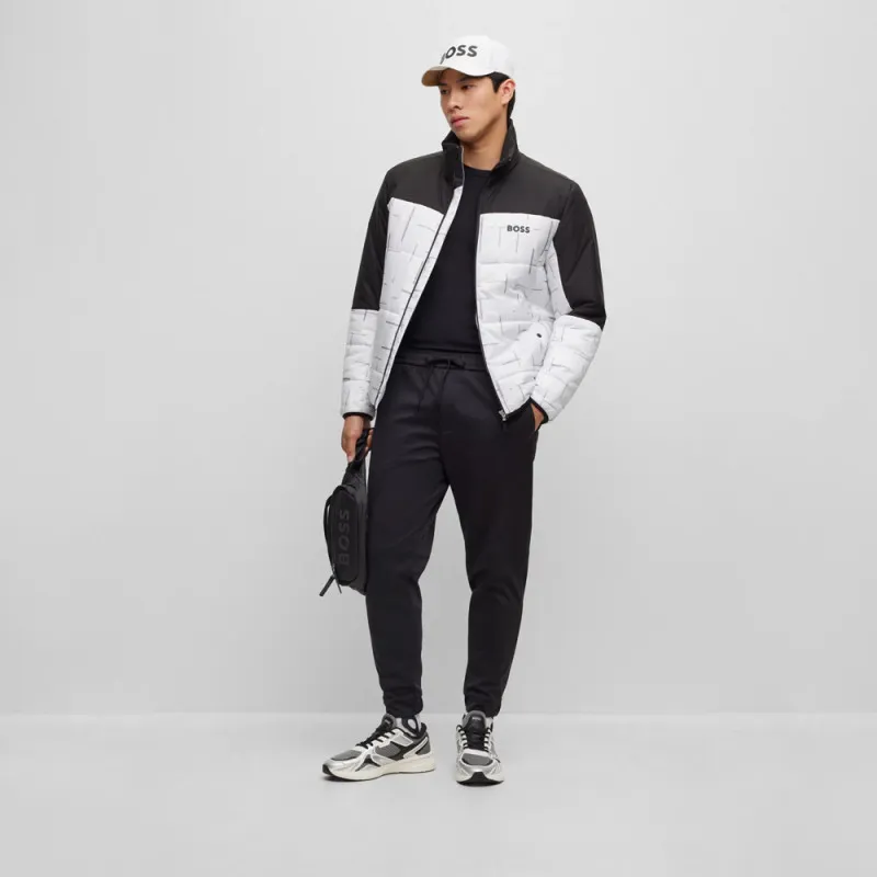 Black Waterproof Softshell Tapered Pants with T_Flex Technology by BOSS.