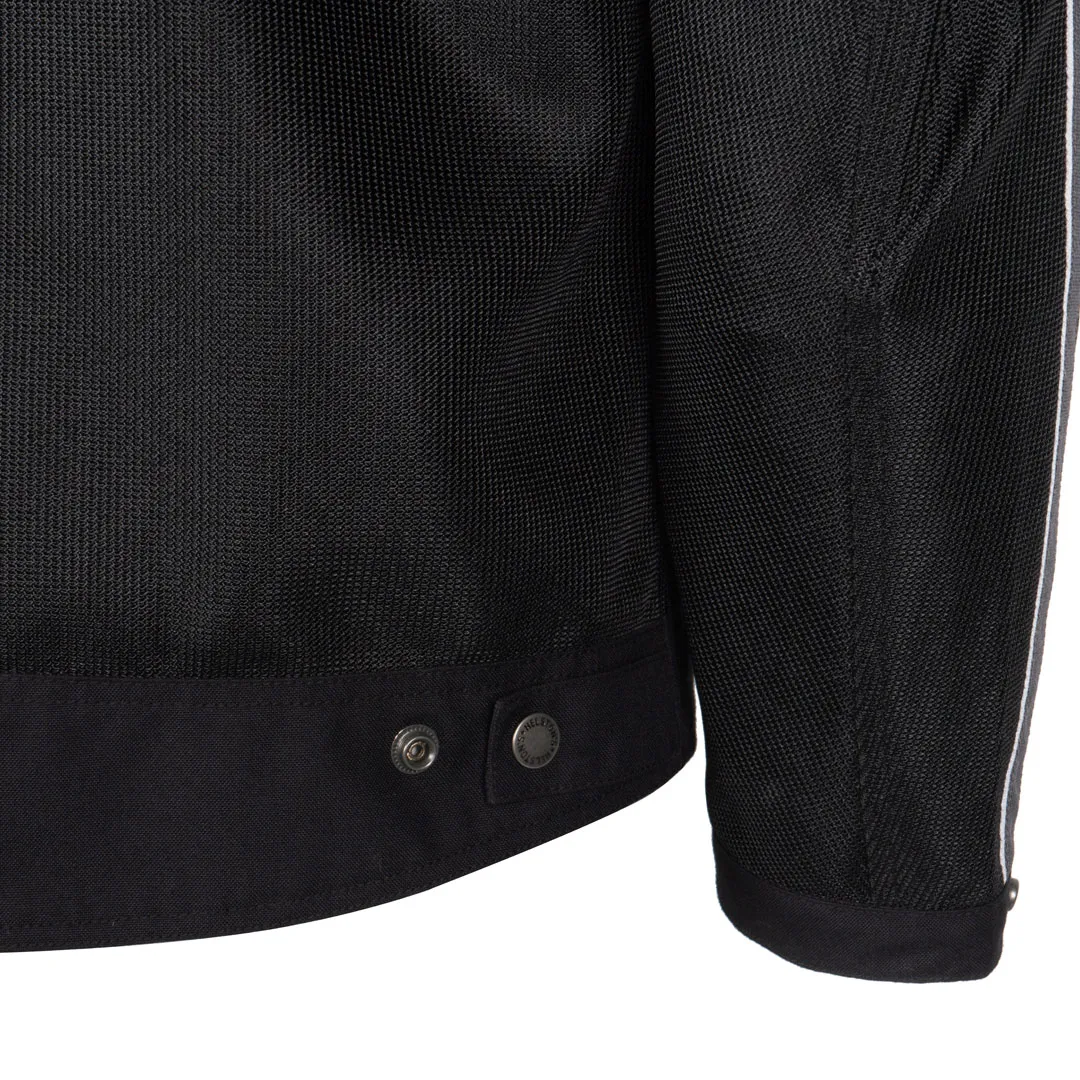 Helstons Pace Air black white mesh fabric motorcycle jacket, summer