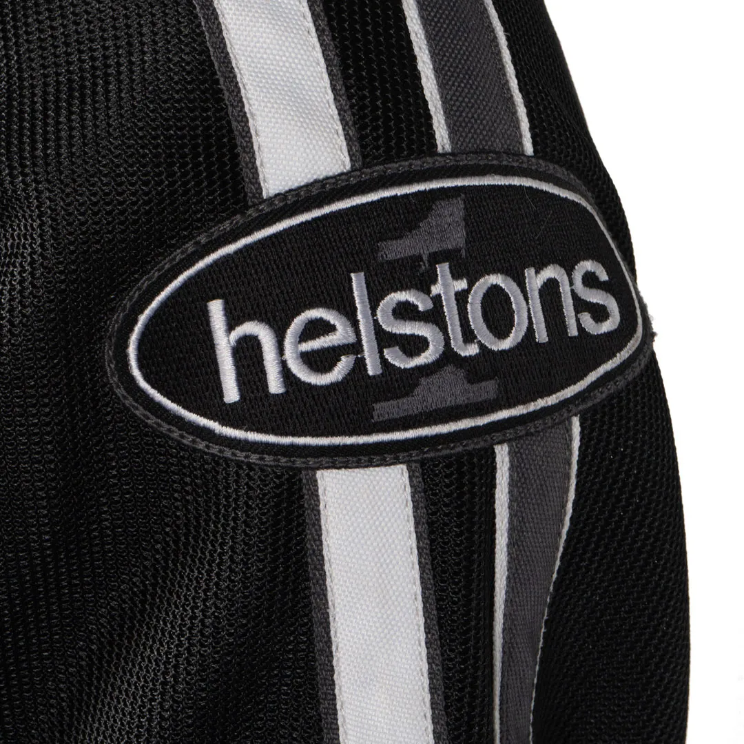 Helstons Pace Air black white mesh fabric motorcycle jacket, summer