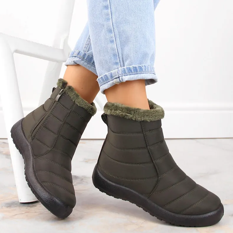 Bottes de neige plates et isolées pour femme, vertes Potocki SU33069