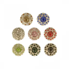 Bouton Strass Colorés Argent