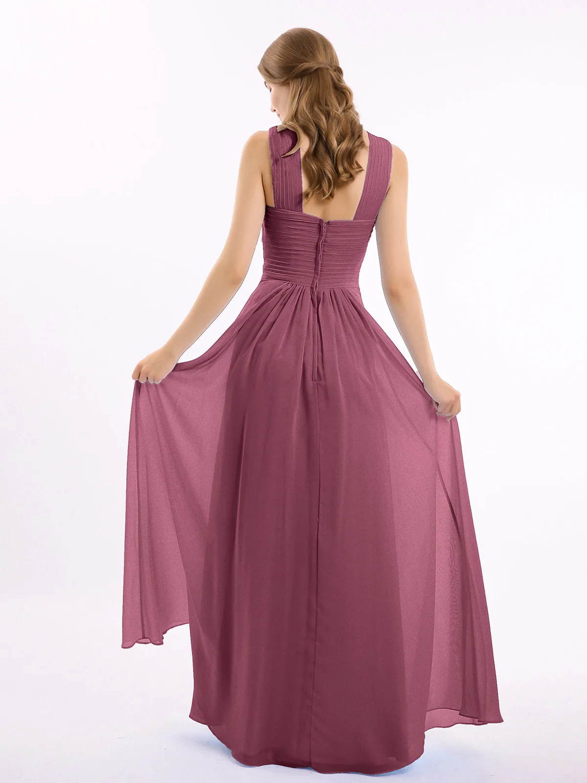 Bretelles Croisées Mousseline Robe avec Taille Empire Mûre