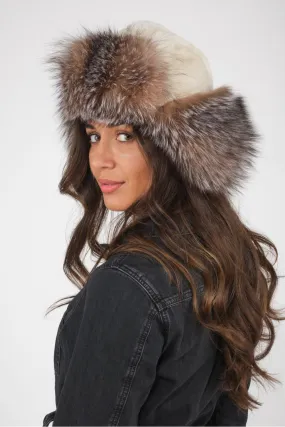 Chapka en fourrure écrue et naturelle, Helma - CHAPKA USHANKA Crystal | Cesare Nori