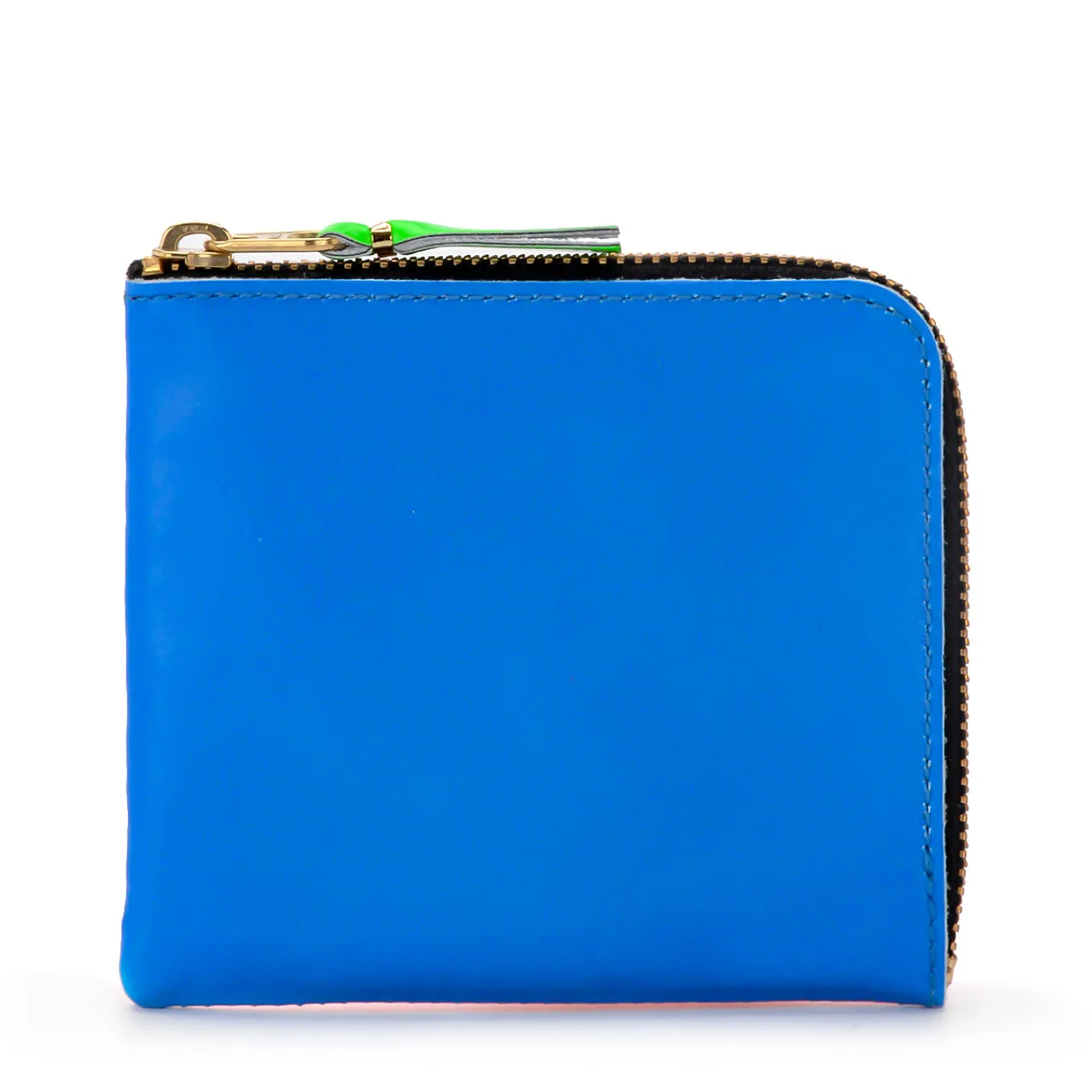 Comme Des Garçons Wallet Portefeuille en cuir orange et bleu fluo
