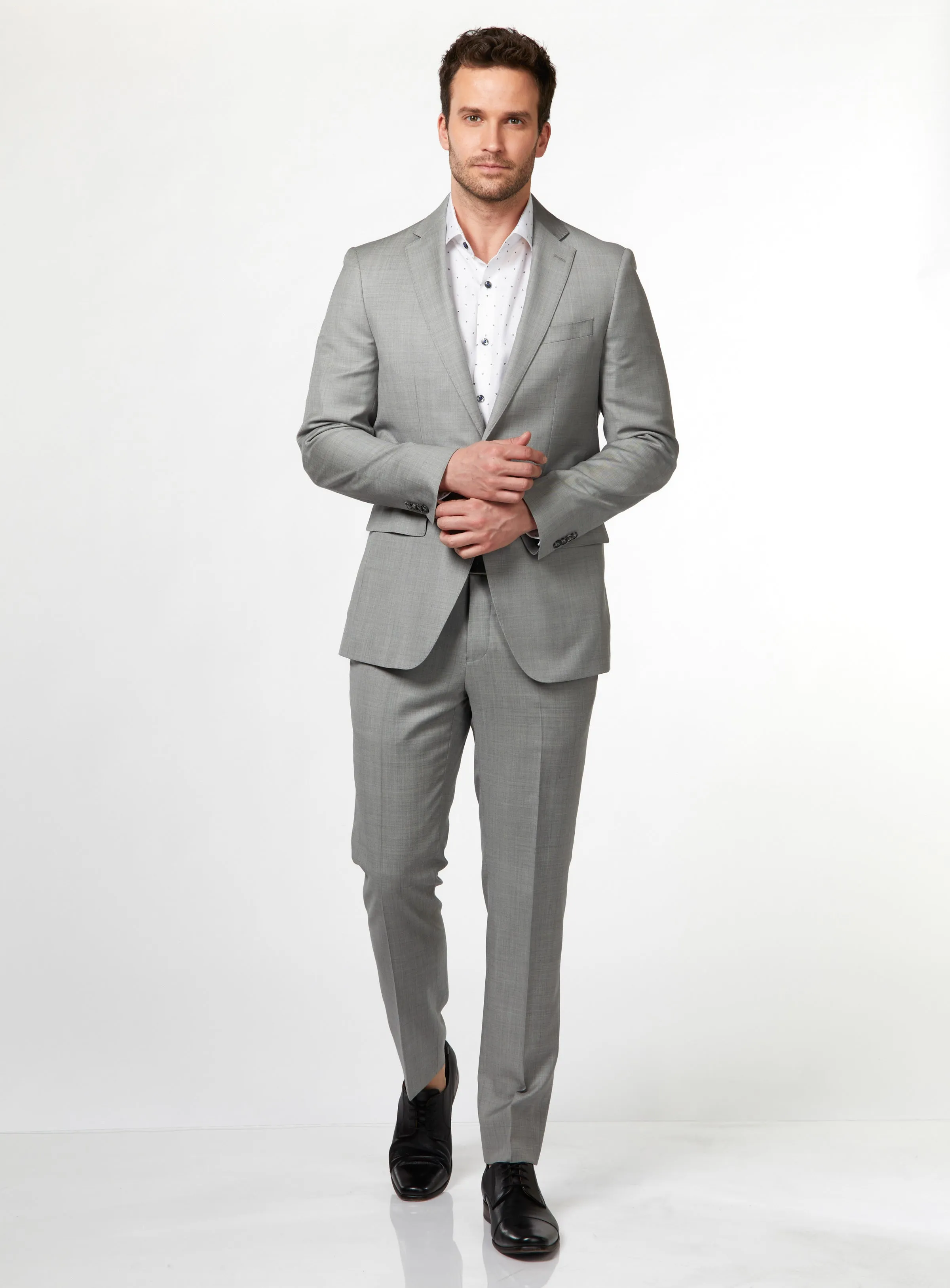 Complet gris à faux uni