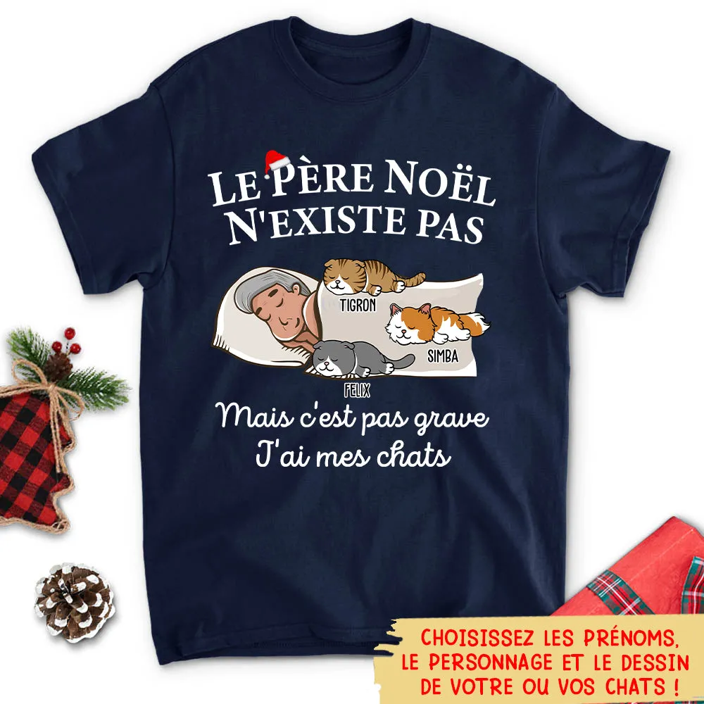 Customized Unisex Santa Claus Doesn't Exist T-shirt - Cat