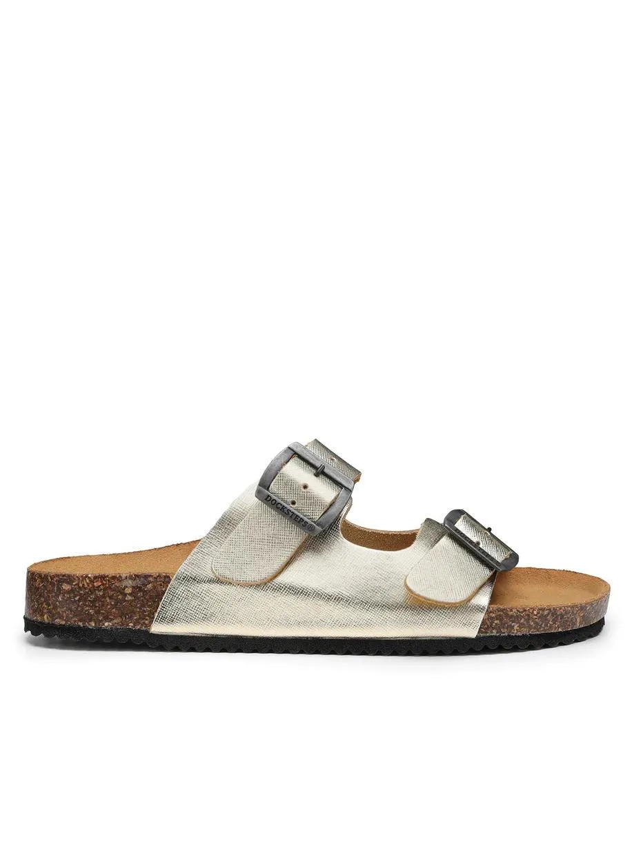 Docksteps Vega  Sandale En Cuir Laminé Avec Deux Boucles Platine - Achetez À Prix Outlet!