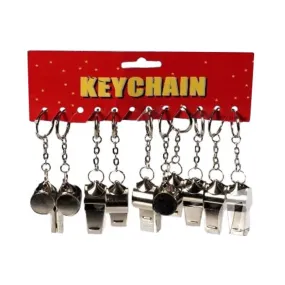 Affordable sports accessories supplier, metal whistle keychain.