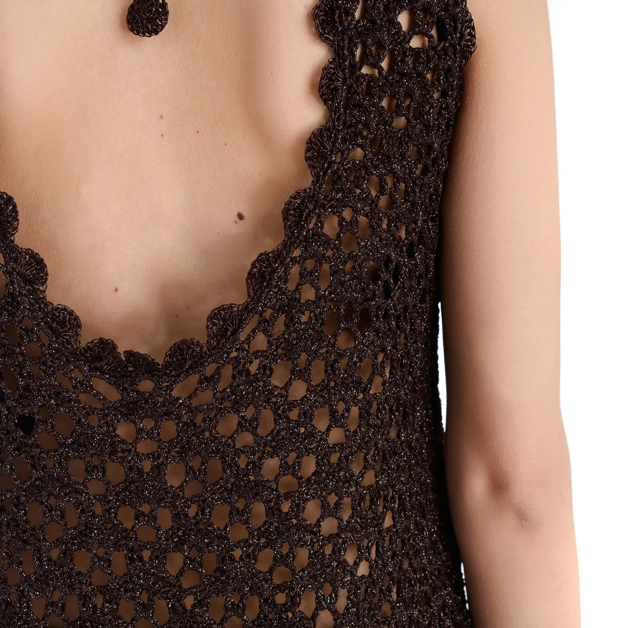 Ganni Robe en crochet marron