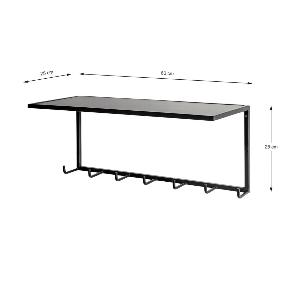 Garderobe murale acier laqué noir 7 crochets | 3 Suisses