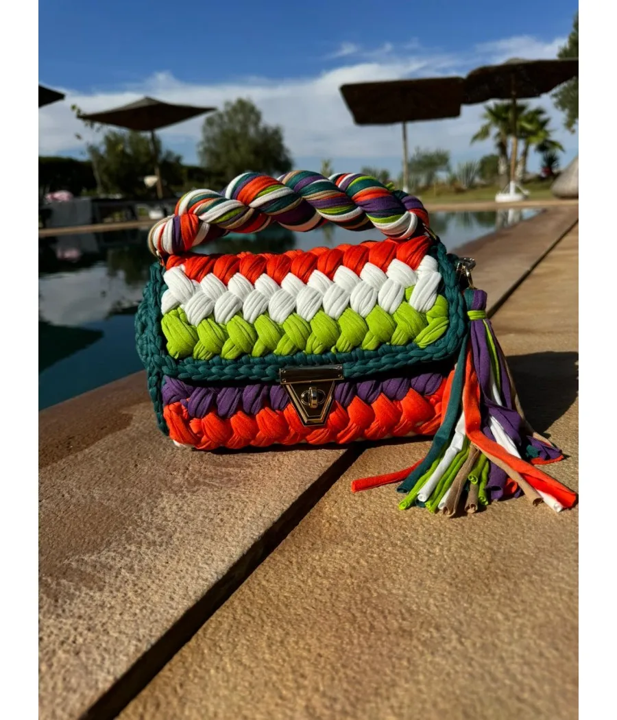 Green and Multicolor Handbag