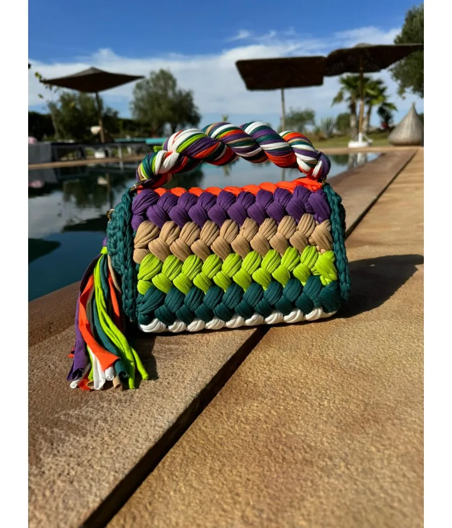 Green and Multicolor Handbag