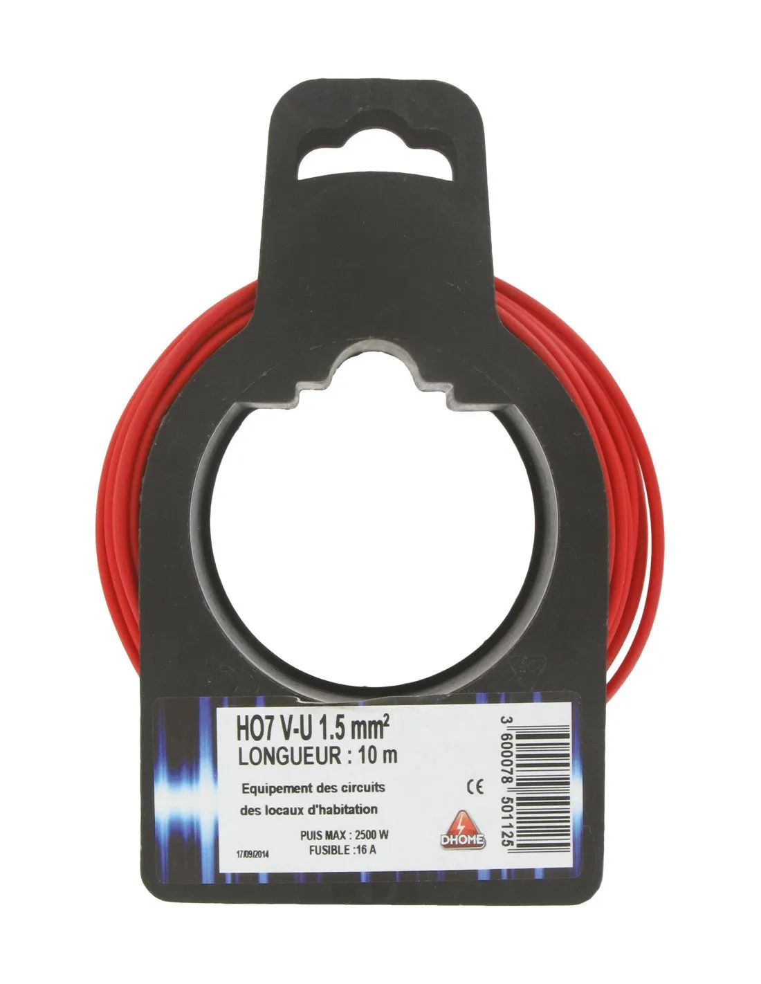 H07 v-u 1,5 mm² 10 rouge -