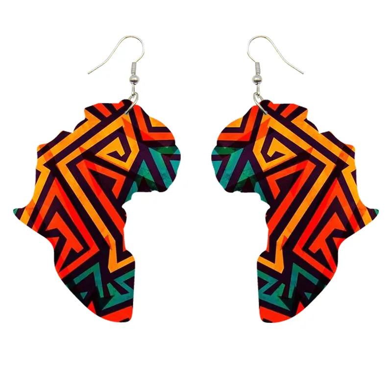 Imprimé africain Boucles d'oreilles sur le continent africain
