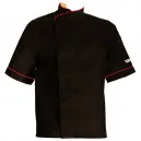 MANELLI black chef jacket with red trim plus size