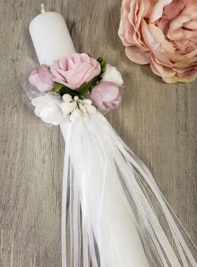 Noeud pour cierge fleur et ruban