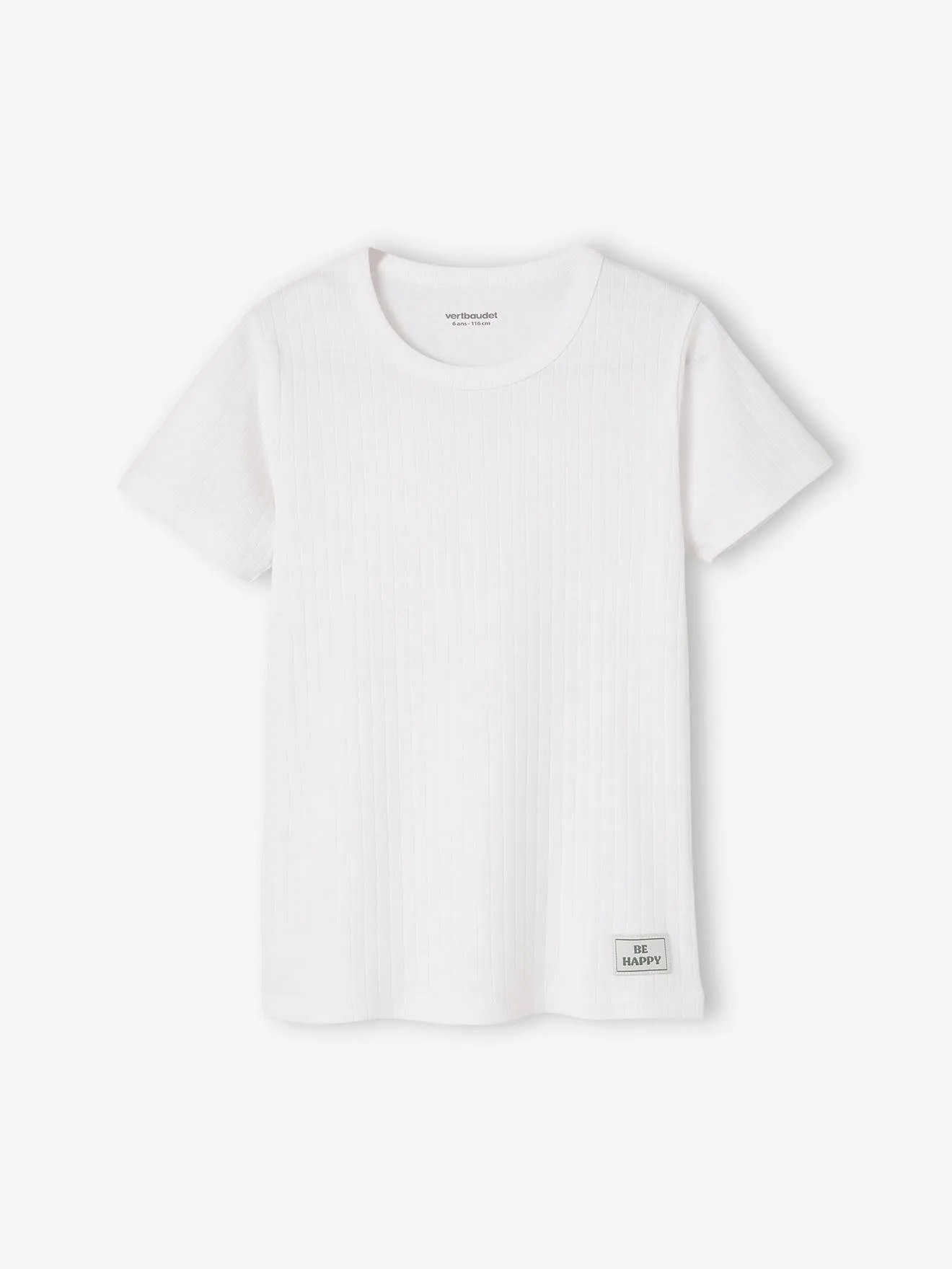 Pack of 3 Short Sleeve Ribbed Knit Bear T-Shirts for Boys in Emerald Green - Vertbaudet
