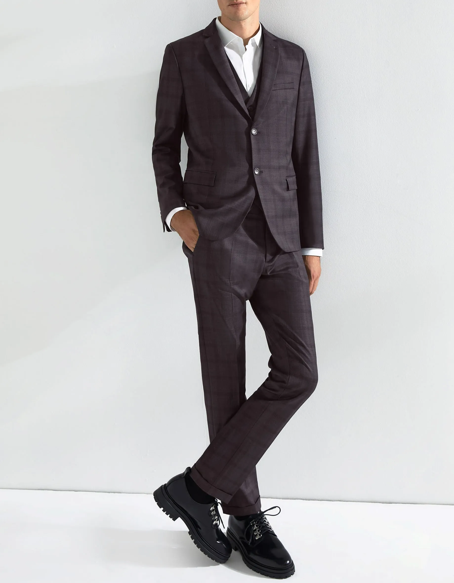Pantalon de costume indigo TRAVEL SUIT à carreaux Homme