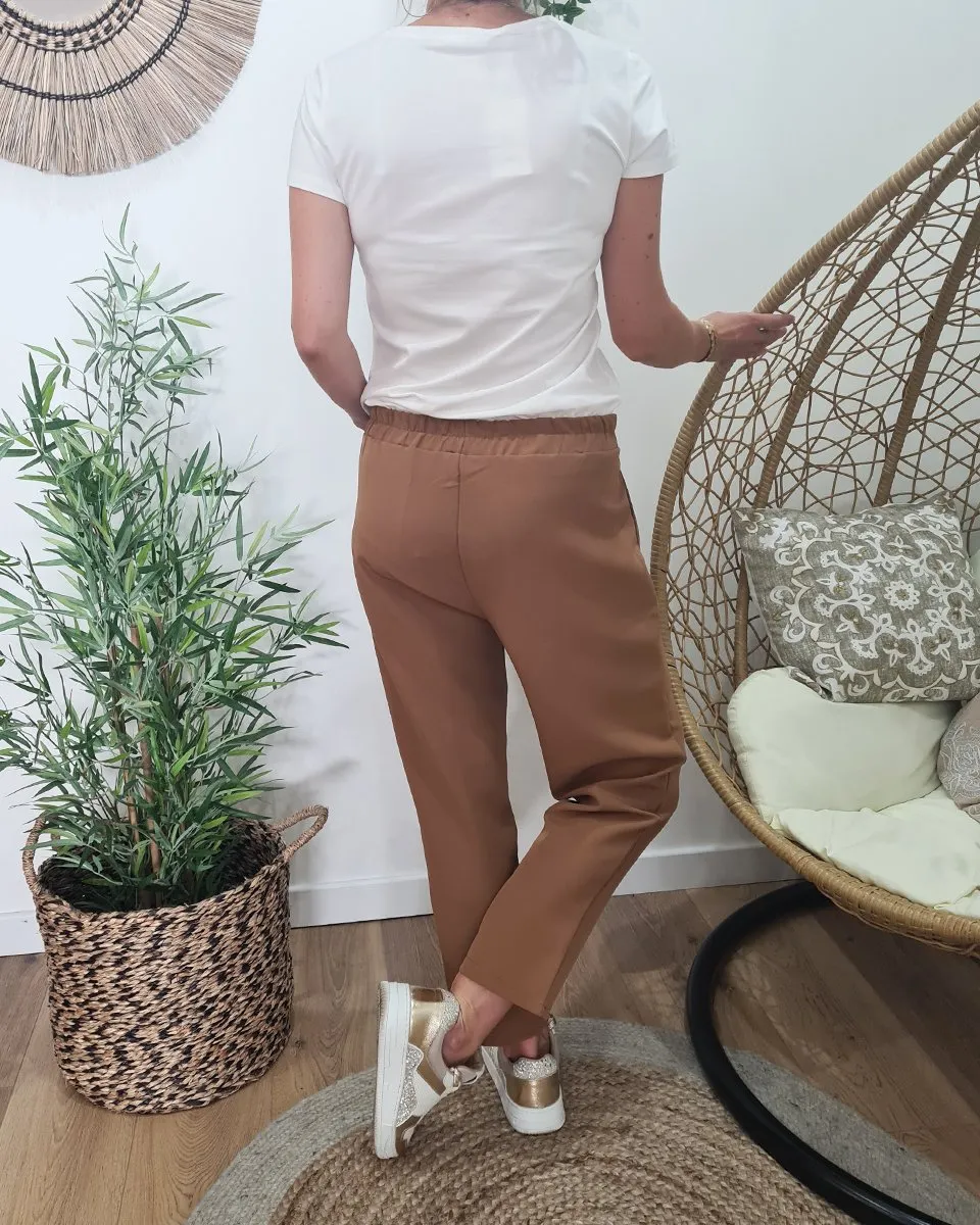 Women's Fluid 7/8 Camel Tailored Trousers