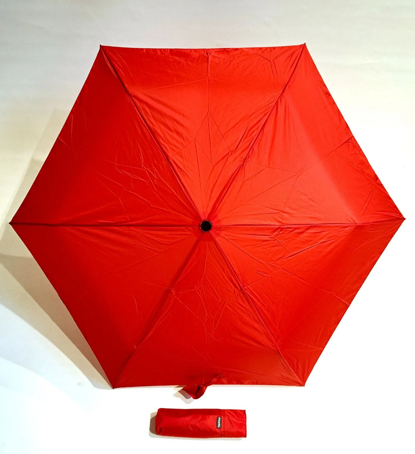 Parapluie Doppler mini uni rouge manuel Plume fiber Havanna - Ultra léger 140g & solide