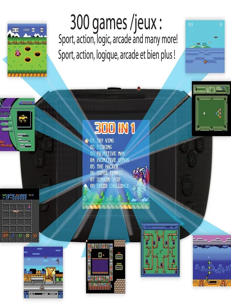 Portable Arcade Gaming Console - 2.8'' Screen with 300 Games - Not Available
