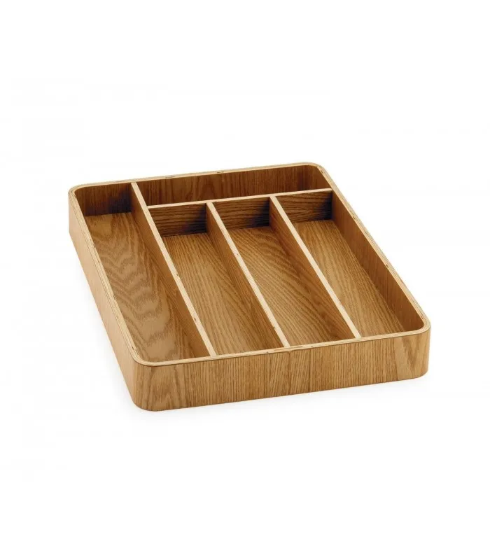 Range-Couverts Organiseur en Bois de Saule 5 Compartiments