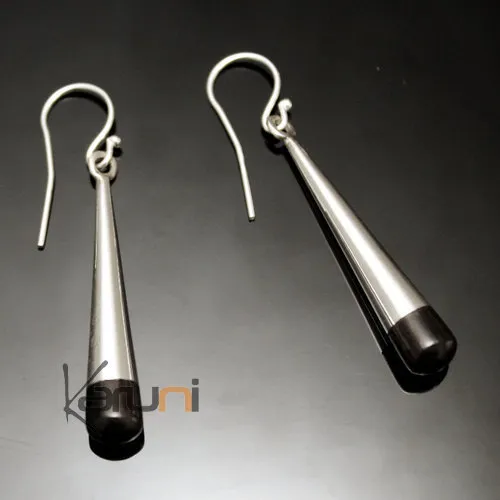 Silver and Ebony Earrings 185 Raindrop Fine Design Karuni