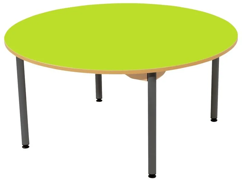 TABLE PLATEAU STRATIFIÉ - PIÉTEMENT MÉTAL GRIS - Rond Ø 120 cm