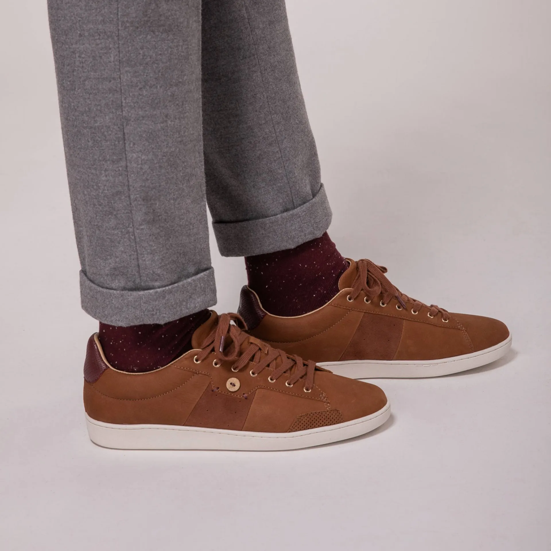 FAGUO Hosta Camel Tennis Shoes in Suede for Men