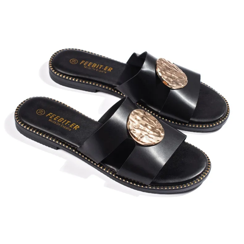 Black classic tongs for women - black
