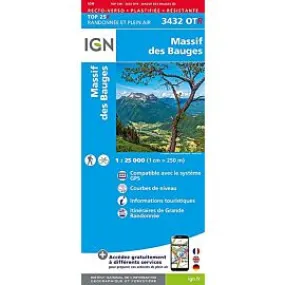 Topographic map TOP25R of Massif des Bauges at 1:25,000 scale