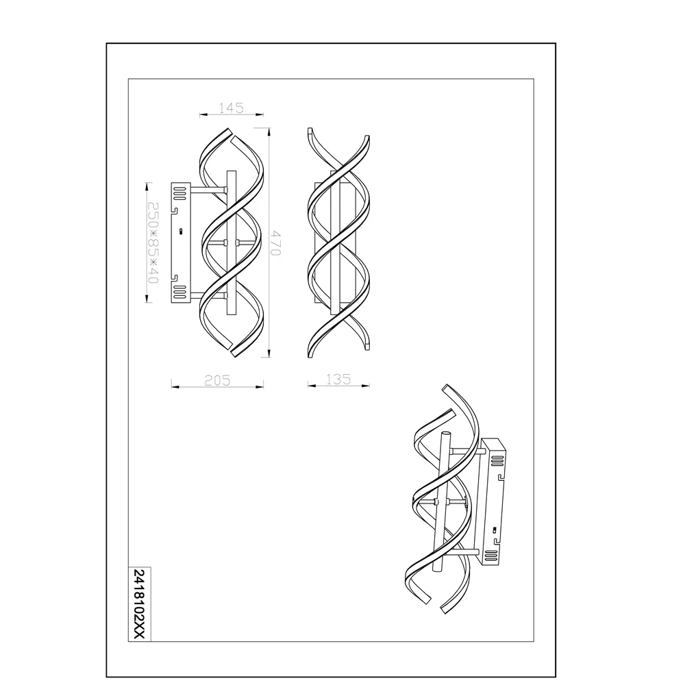 TRIO 241810205 Applique aluminium balayé SEQUENCE