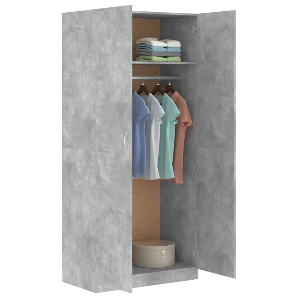 vidaXL Garde-robe Gris béton 90x52x200 cm Bois d’ingénierie 