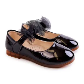 Vinceza Ballerines Enfant Laquées Noires Avec Velcro Carla le noir