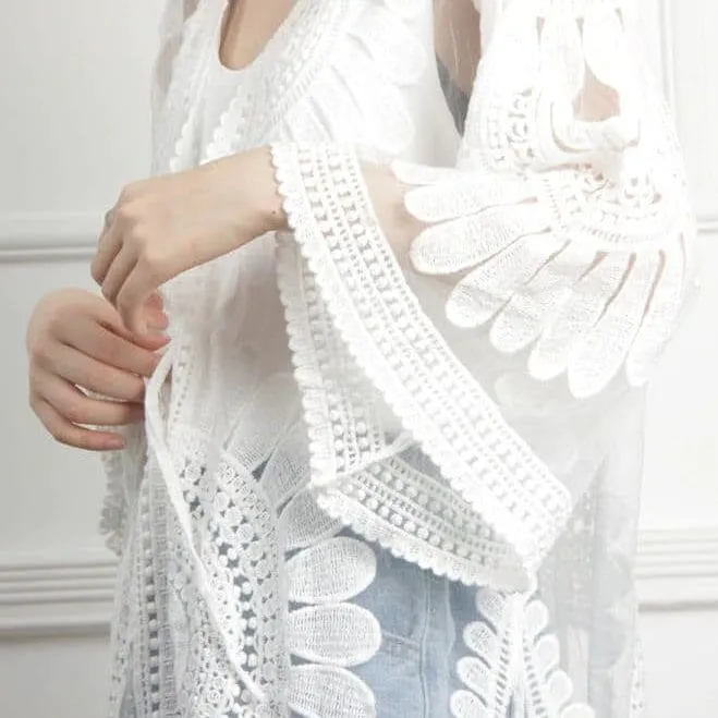 White lace beach cover-up