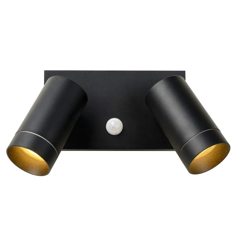 Zwarte buitenlamp met bewegingssensor Taylor, aluminium